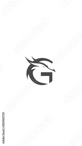 Monogram logo, stylized dragon head