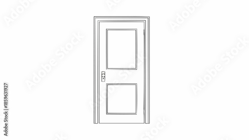 Simple interior door with two panels and a doorknob.