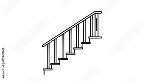 Simple line art drawing of a staircase with handrail and steps.