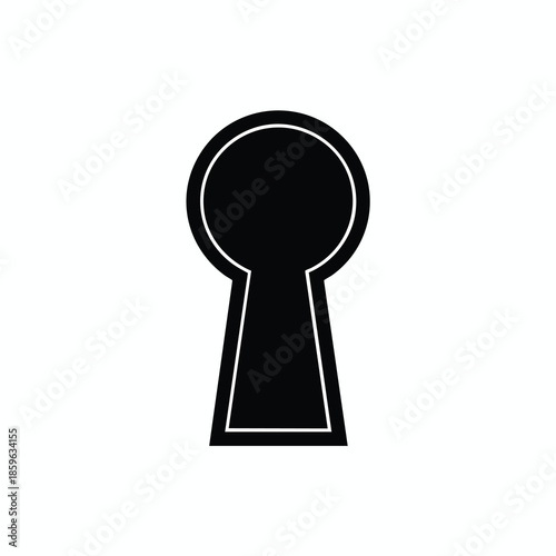 A black keyhole shape with a circular top and rectangular bottom, on a white background