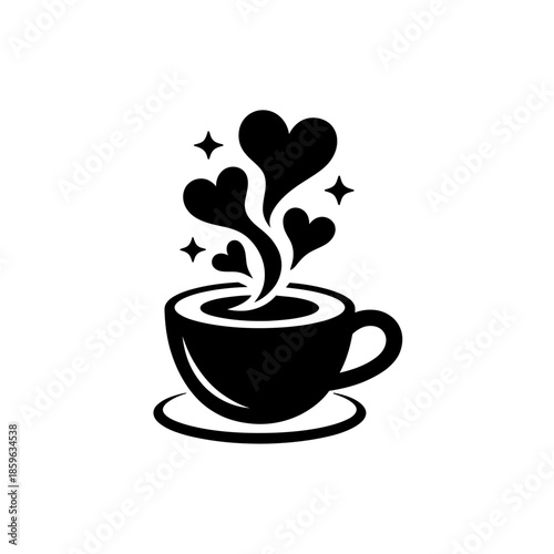 A delightful cup of coffee radiating love and warmth with whimsical heart-shaped steam