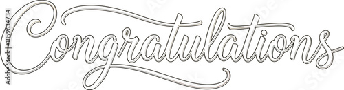 Congratulations" word in elegant calligraphic outline font, a stylish graphic design element perfect for celebrating achievements and special life milestones
