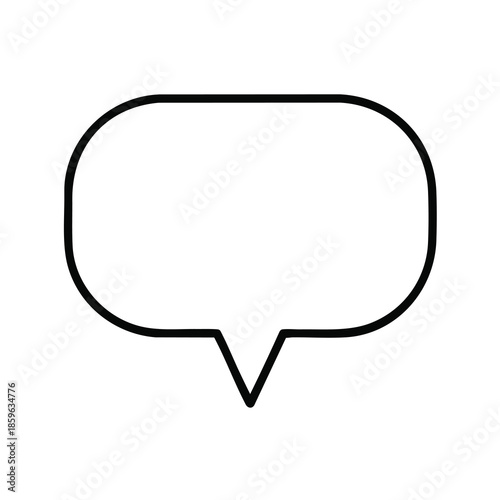A simple black outline of a speech bubble against a stark white background (1)