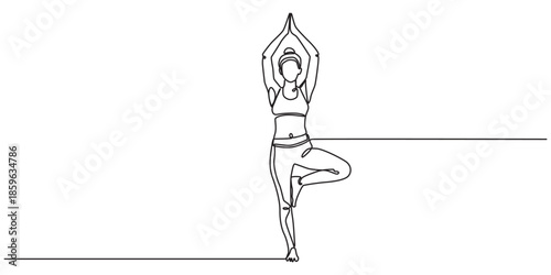 Continuous line drawing of sport woman engaged in yoga pose. Relaxing people editable stroke sketch vector illustration, Woman sitting  yoga Continuous one line drawing Vector illustration