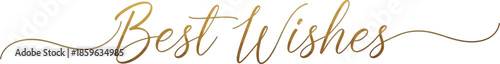 Elegant golden 'Best Wishes' calligraphy, a beautiful hand-lettered script for heartfelt greetings, festive celebrations, and special occasion designs