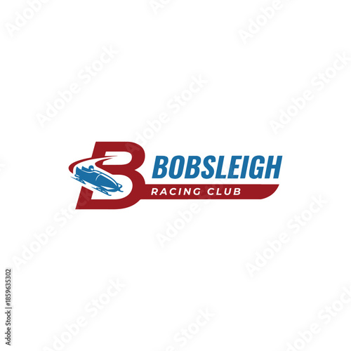 Modern bobsleigh racing logo with dynamic letter mark and speed motion design.