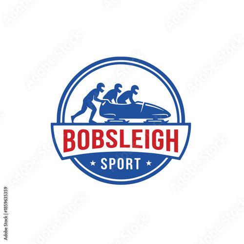 Circular bobsleigh sport logo featuring athletes racing on an icy track.