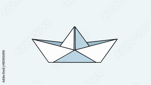 Simple paper boat origami folded from white paper.