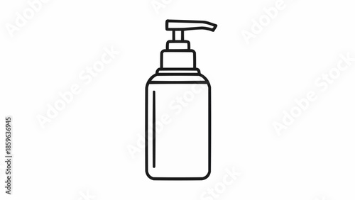 Simple Line Drawing of a Pump Bottle Dispenser.