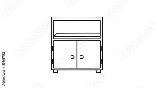 Simple Outline Drawing of a Two Door Cabinet with Shelf.