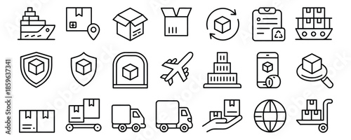 Logistics and shipping icons for business and e-commerce solutions