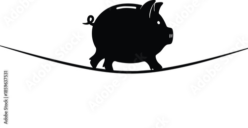 Piggy bank vector illustration. Silhouette of piggy bank. Finance concept.