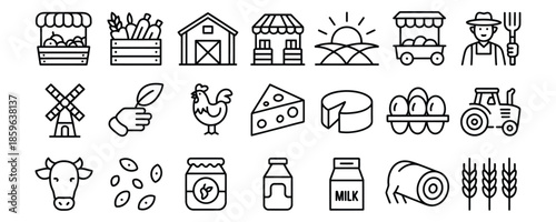 Farm fresh icons for agriculture and food production