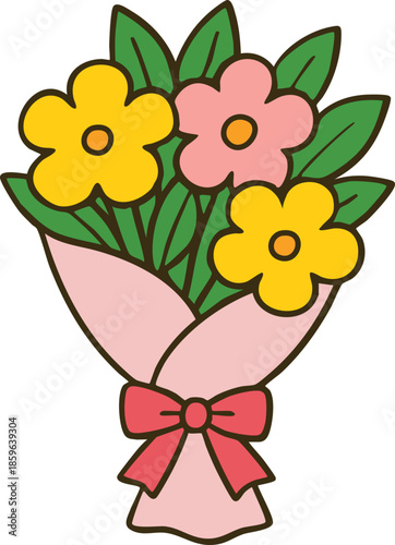 Wallpaper Mural Various Flowers Bouquet Illustration Cute Flower Bouquet Torontodigital.ca