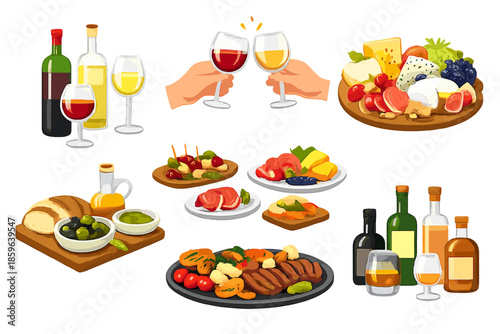 Appetizer and Wine Assortment