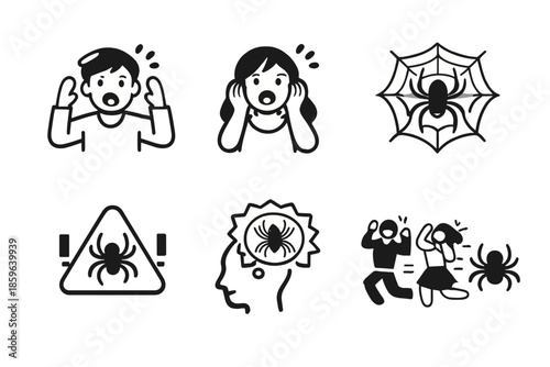 Arachnophobia Icons Set