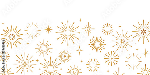Fireworks isolated on white background, gold, vector, firework clipart no background, icon, illustration for congratulations graduates, Christmas, new year, holiday, birthday, party, celebration, USA
