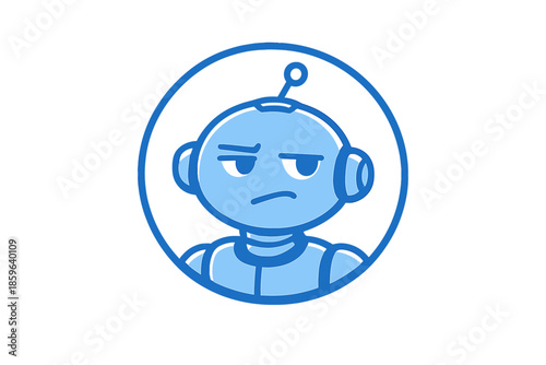 Robot avatar with skeptical expression