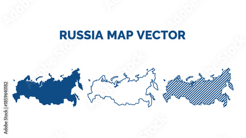 Russia map vector illustration with three different styles shown