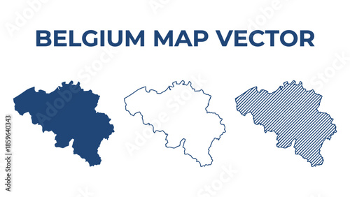 Belgium map vector illustration with three different styles shown