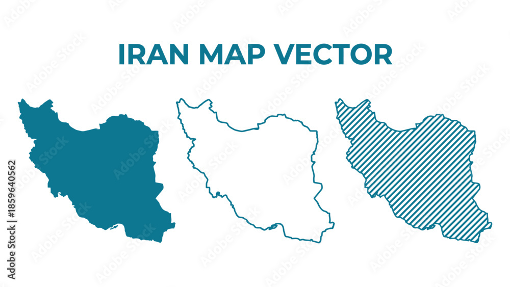 Obraz premium Iran map vector illustration with three different style options shown