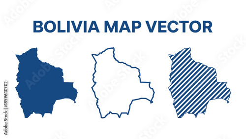 Vector map of Bolivia in various styles and formats displayed together