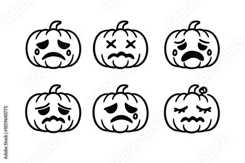 Six Sad Halloween Pumpkins