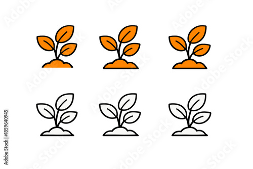 Growth concept with glowing orange and white seedlings