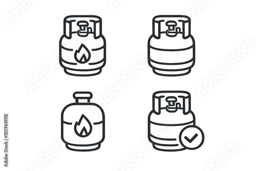 Set of four propane tank icons on a yellow background