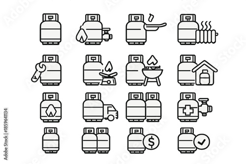Propane tank icons set