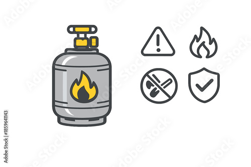 Gas cylinder with safety icons