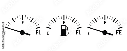 Fuel gauge icons with full and empty levels