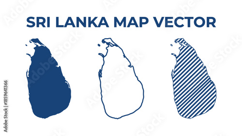 Sri Lanka map vector illustration with three different styles shown
