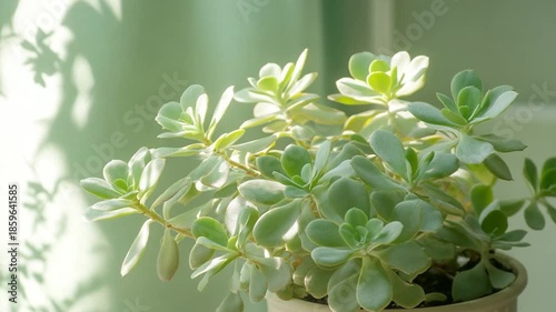 Wallpaper Mural Succulent Plant Bathed in Soft Sunlight with Delicate Shadows in an Indoor Setting Torontodigital.ca