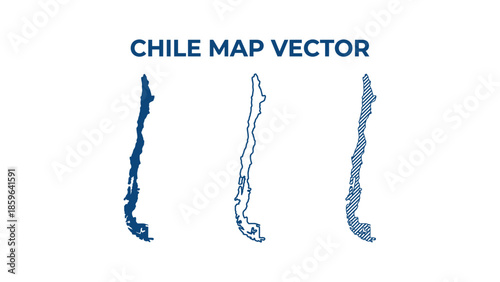The Chile map vector illustration shows three different styles of the country.