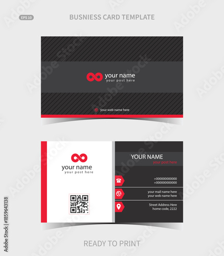 Modern Red and Black Business Card Template