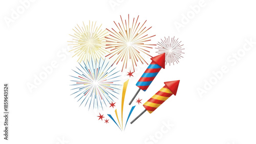 Vibrant fireworks illuminate the night sky, celebrating a festive occasion with bursts of color and light.