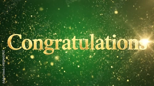 Congratulations gold text on green background celebration event holiday festive greeting design element