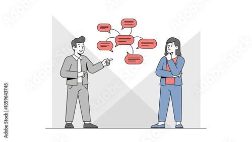 Business Communication and Conversation Between a Man and a Woman in an Office Setting