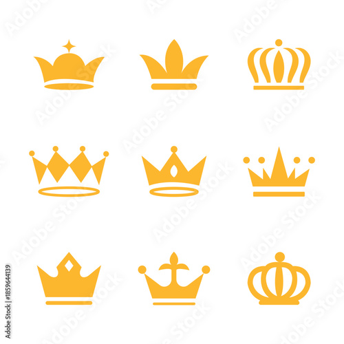 Set of  crown icons. Crown symbols. Set of crown icons. Black crown sign collection . eps 10