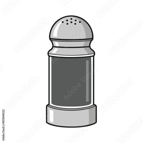 Gray and white salt shaker illustration with a perforated top