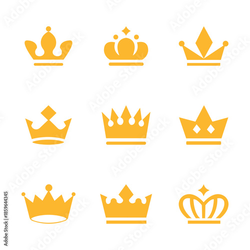 Royal Crown Icon Set Vector Collection .  King and queen crown icon collection . eps10