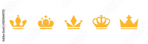 Royal Crown Icon Set  Golden King and Queen Crown Silhouette Vector Collection Isolated on White Background .Luxury Crown Symbols Pack Golden Royal King, Queen and Princess Crown Vector Set. eps10