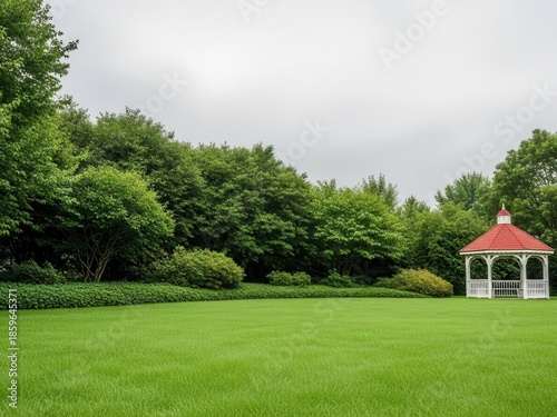 Gazebo in garden isolated on transparent background