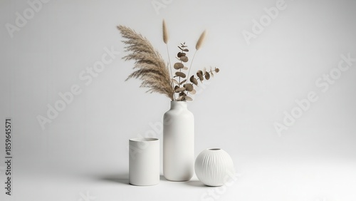 Minimalist vase arrangement isolated on transparent background