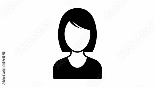 Simple Silhouette of a Woman with Bob Haircut.