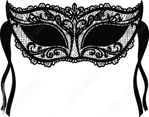 Lace mask vector set. Masquerade elements. Party decoration concept.