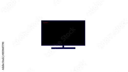 Animated Red Live Stream Icon on Vintage CRT Television. 4K Retro TV Screen Live Broadcast Animation Loop. Cinematic Television Frame with Pulsing Live Signal Indicator