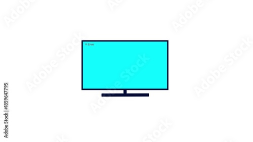 Retro TV Screen with Animated Live Broadcast Sign. Cinematic Television Display with Pulsing Live Indicator