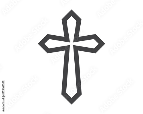 Dark gray geometric cross symbol on white background christianity religion